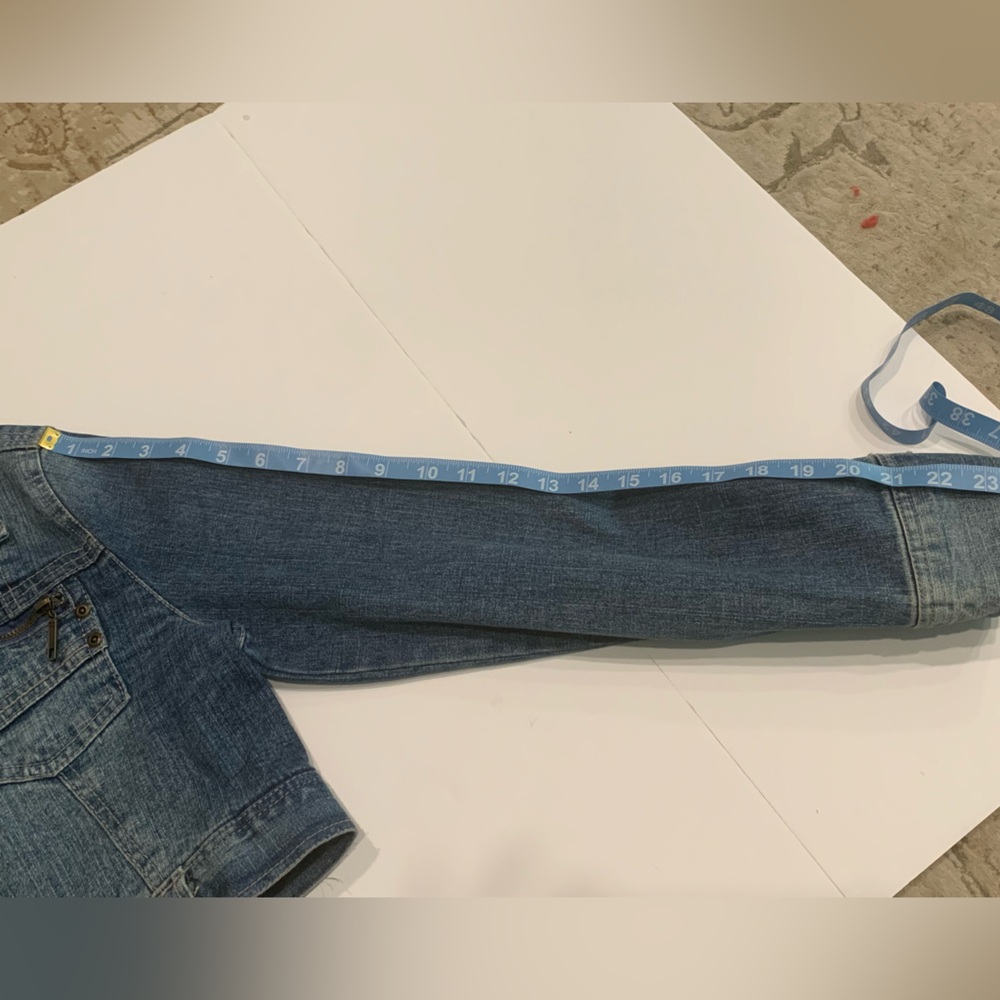 Cropped Front Zip Blue Jean Denim Jacket - Picture 10 of 12